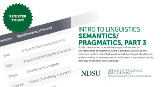 Intro to Linguistics: Semantics/Pragmatics, Part 3