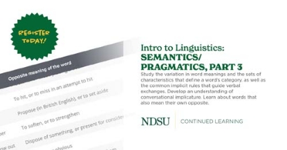 Intro to Linguistics: Semantics/Pragmatics, Part 3